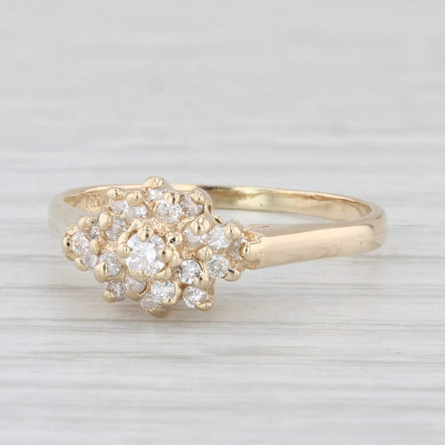 Light Gray 0.23ctw Diamond Cluster Engagement Ring 14k Yellow Gold Size 7.25