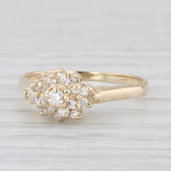 0.23ctw Diamond Cluster Engagement Ring 14k Yellow Gold Size 7.25