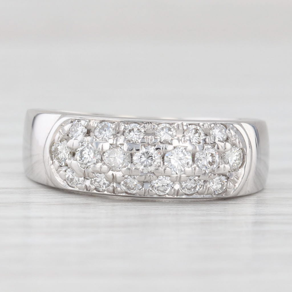 Light Gray 0.47ctw Diamond Wedding Band 14k White Gold Size 5.5 Stackable Ring