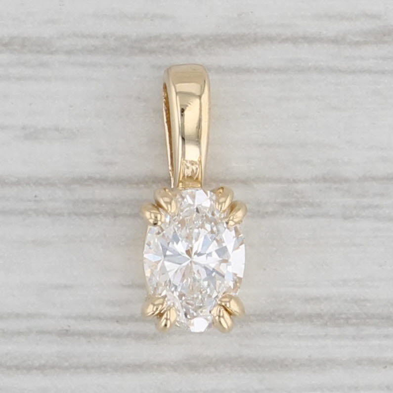 Gray New 0.43ct Oval Diamond Solitaire Pendant 14k Yellow Gold Small Drop