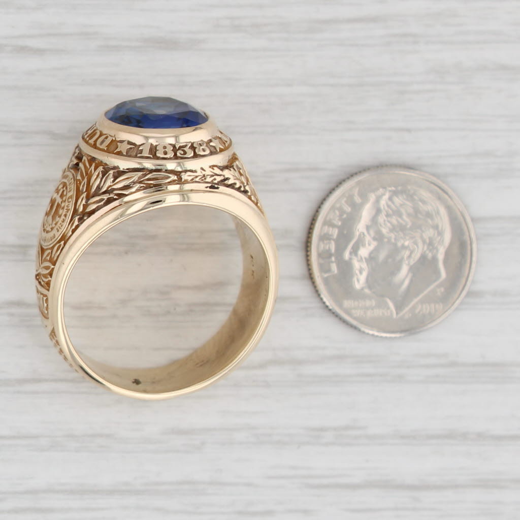 Light Gray Duke University Class Ring 10k Gold 4.5ct Lab Created Sapphire Vintage 1947