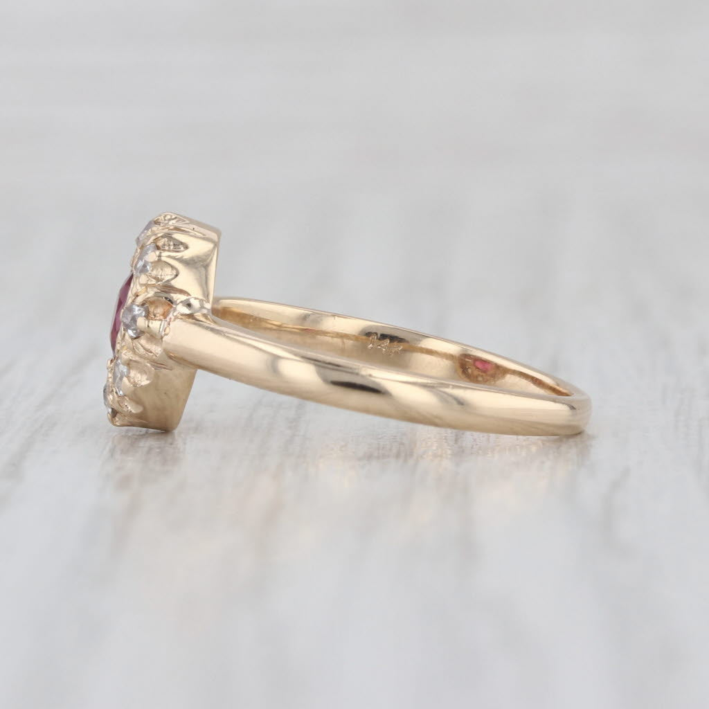 0.49ctw Ruby Diamond Halo Ring 14k Yellow Gold Size 6