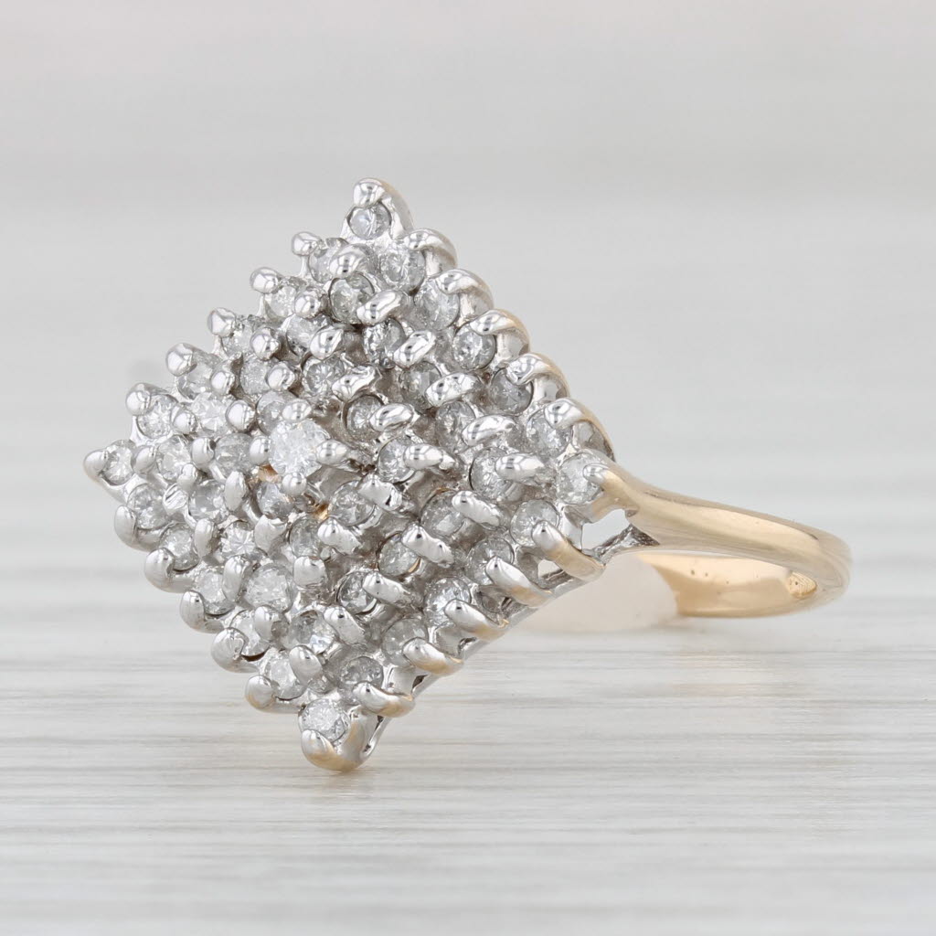 Light Gray Tiered 0.30ctw Diamond Cluster Ring 14k Yellow Gold Size 7