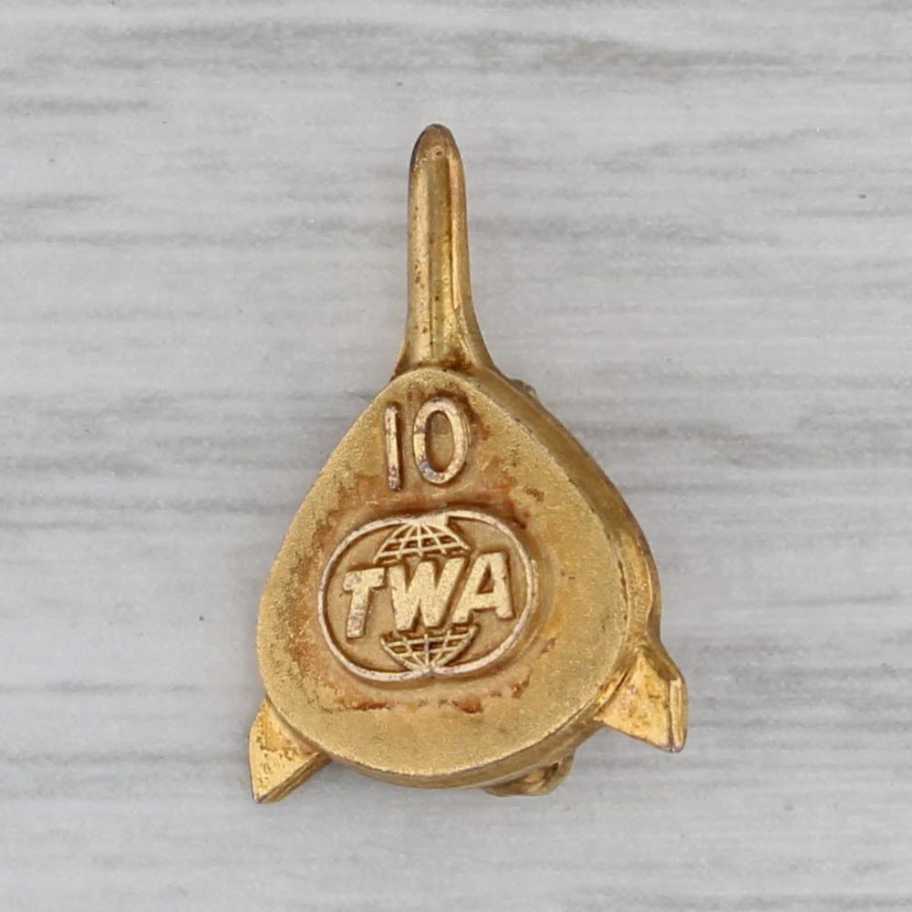 Gray Trans World Airlines TWA 10k Years Service Award Pin 1/5 10k Gold Filled