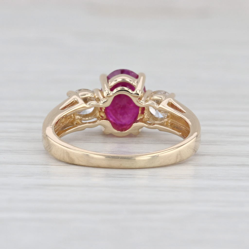 1.62ctw Oval Ruby Diamond Ring 14k Yellow Gold Size 6
