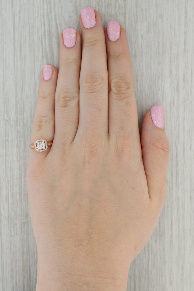 0.22ctw Diamond Halo Engagement Ring 10k Rose Gold Size 5.75