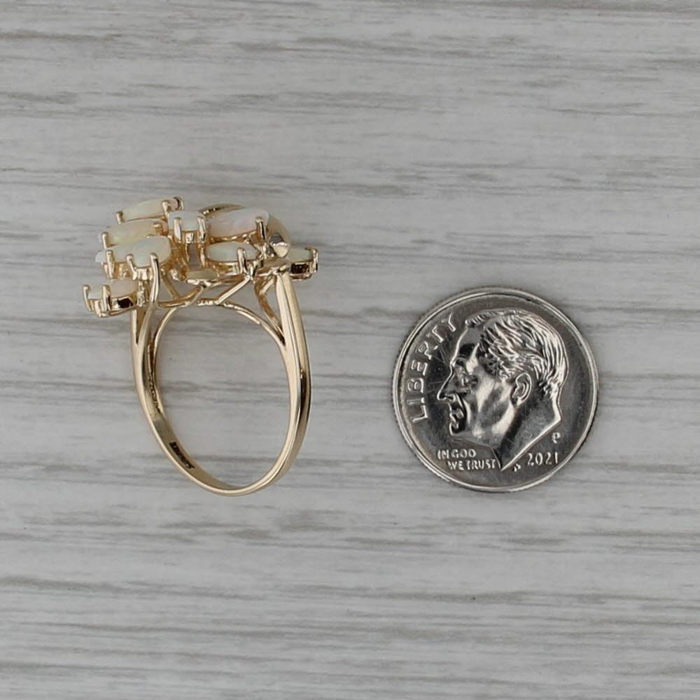 Opal Cabochons Cluster Cocktail Ring 14k Yellow Gold Size 6.25 As Is