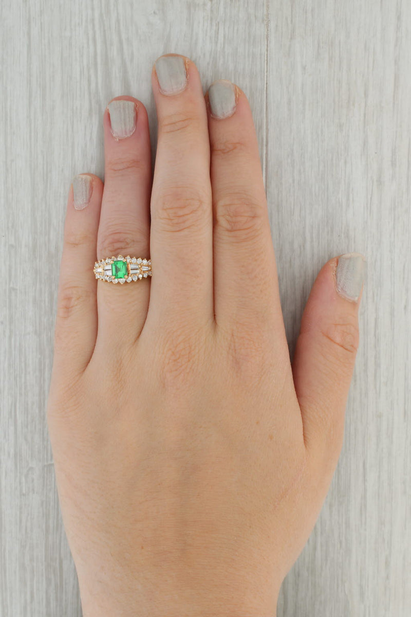 Dark Gray 1.45ctw Green Tsavorite Garnet Diamond Ring 14k Yellow Gold Size 7