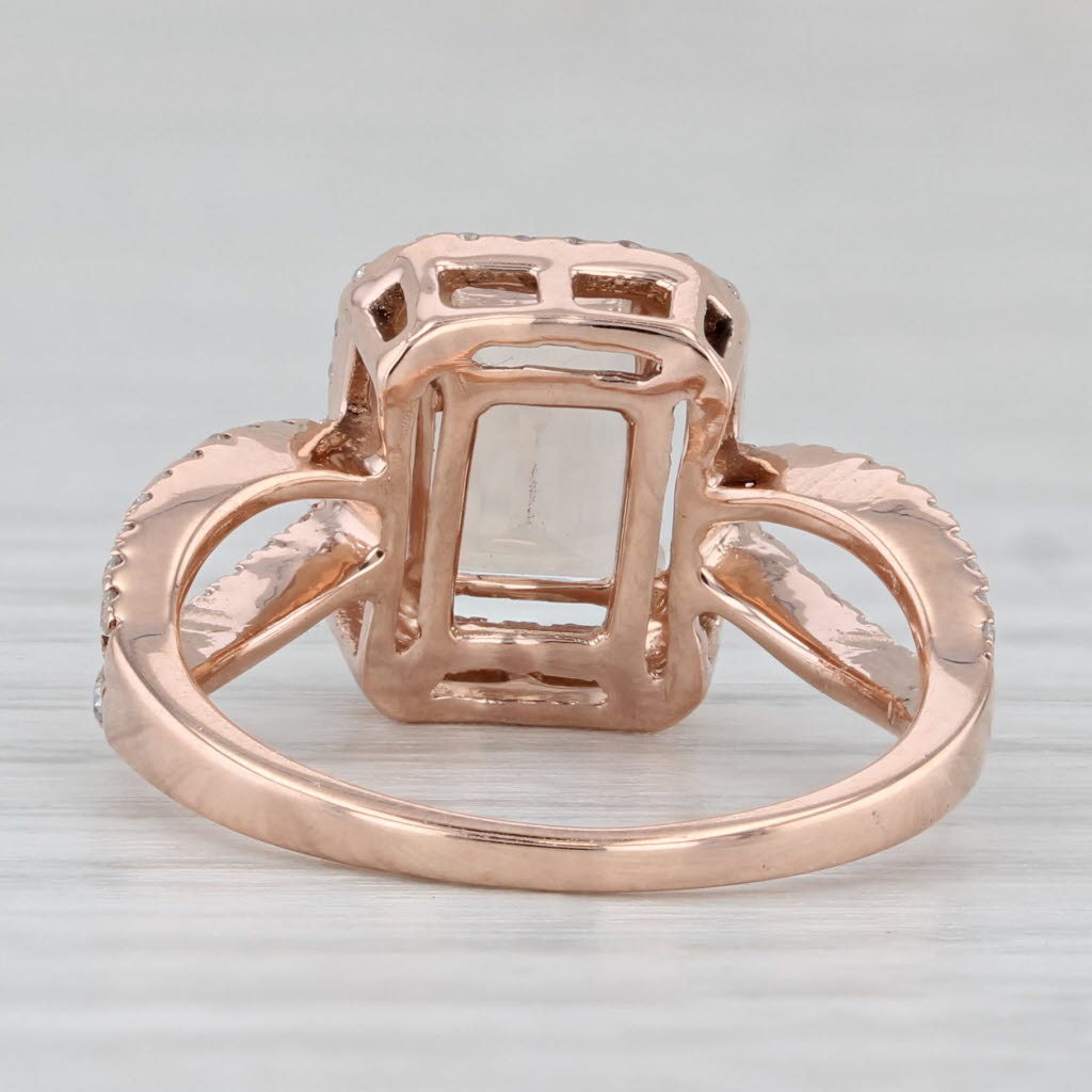 Gray 1.54ctw Morganite Diamond Halo Ring 14k Rose Gold Size 5.25 Engagement