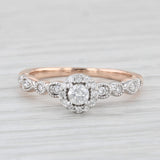 0.18ctw Round Diamond Halo Engagement Ring 10k Rose Gold Size 5