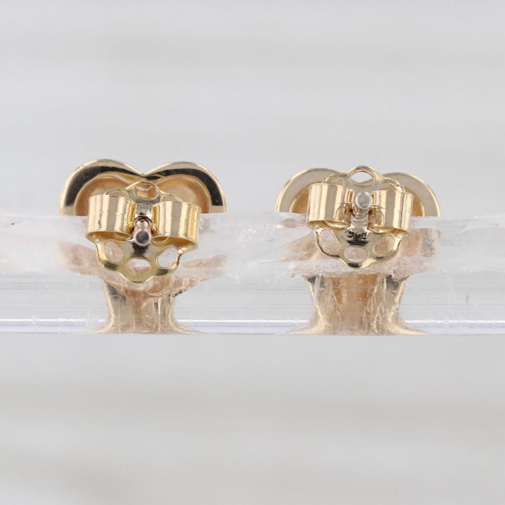 Diamond Heart Stud Earrings 14k Yellow Gold Pierced Open Heart Studs