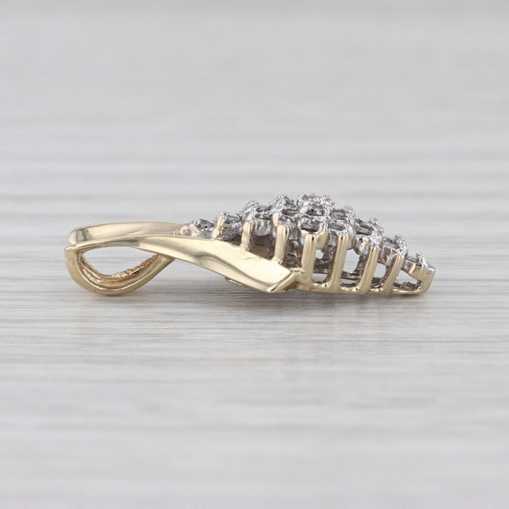 0.23ctw Diamond Cluster Pendant 14k Yellow Gold Small Drop