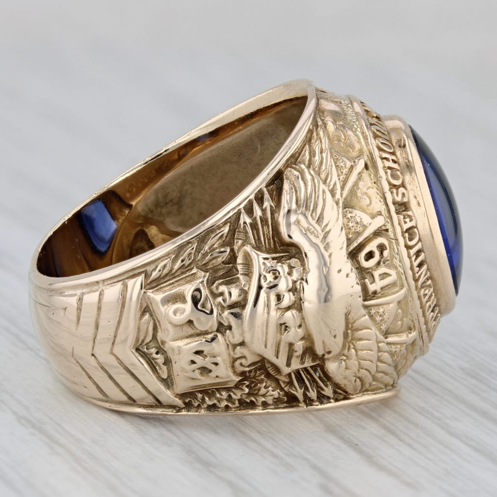 Gray Norfolk Naval Shipyard Apprentice School Ring 10k Gold Lab Created Sapphire