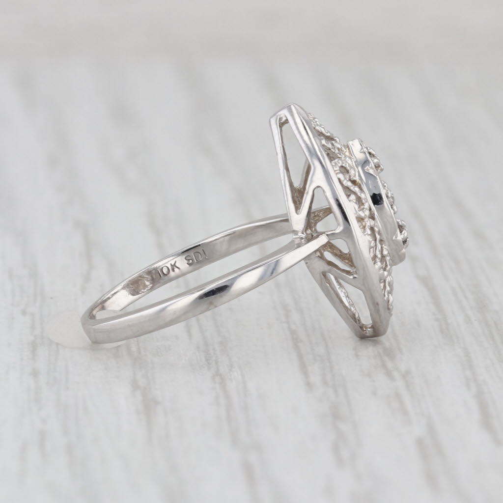 Diamond Openwork Ring 10k White Gold Size 6.75