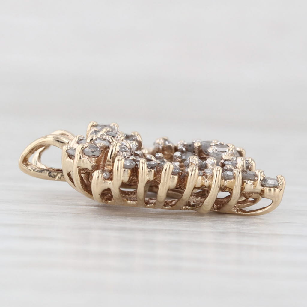 0.75ctw Diamond Cluster Open Heart Pendant 10k Yellow Gold