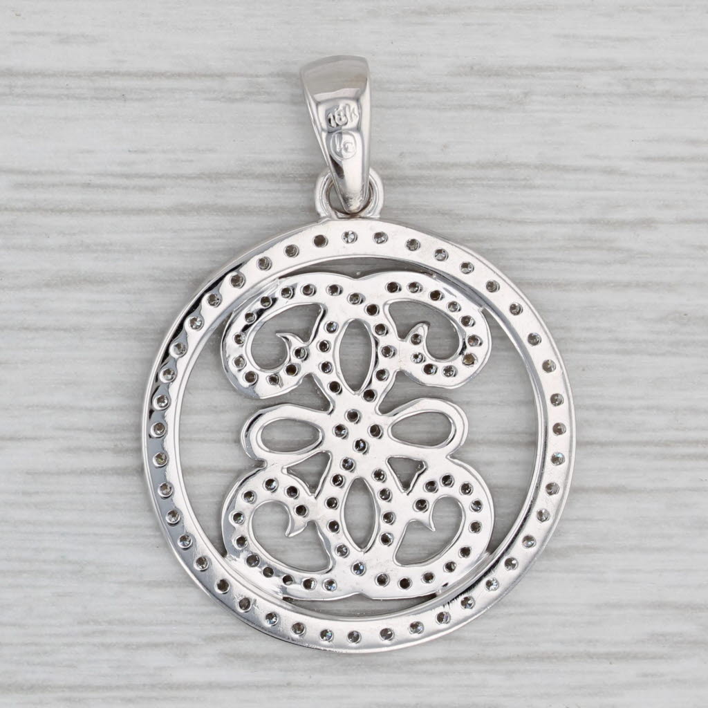 Gray 0.63ctw Diamond Scroll Work Pendant 18k White Gold Leslie Green