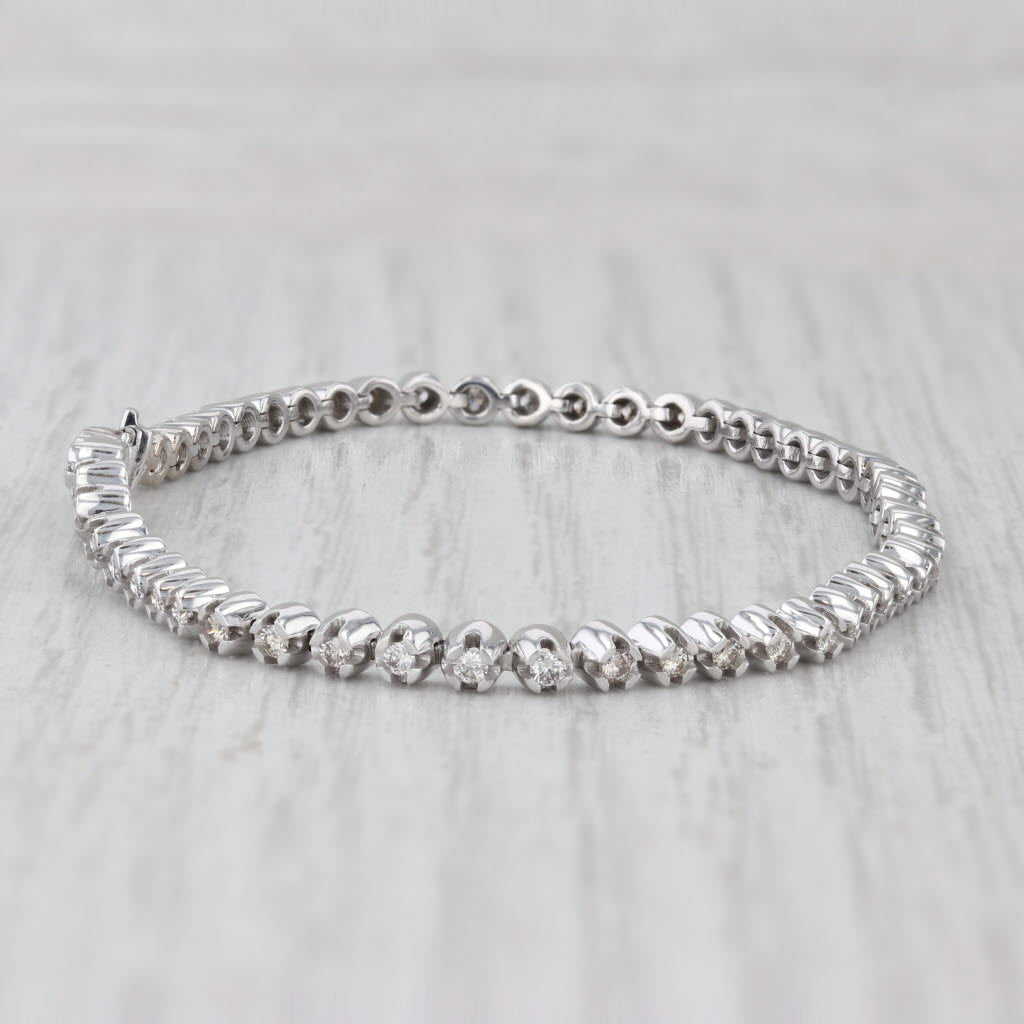 0.80ctw Diamond Tennis Bracelet 10k White Gold 6.75" 3mm