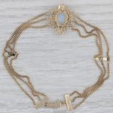 Vintage Blue Opal Bracelet 14k Yellow Gold 9.5" Anklet 3-Strand Curb Chain