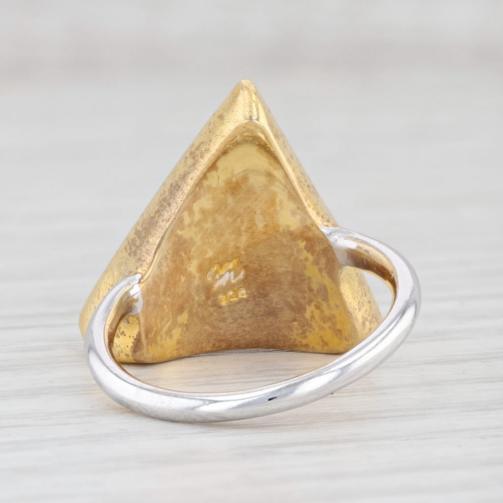 New Nina Nguyen Trio Sand Druzy Quartz Ring Sterling Silver 22k Gold Vermeil 7