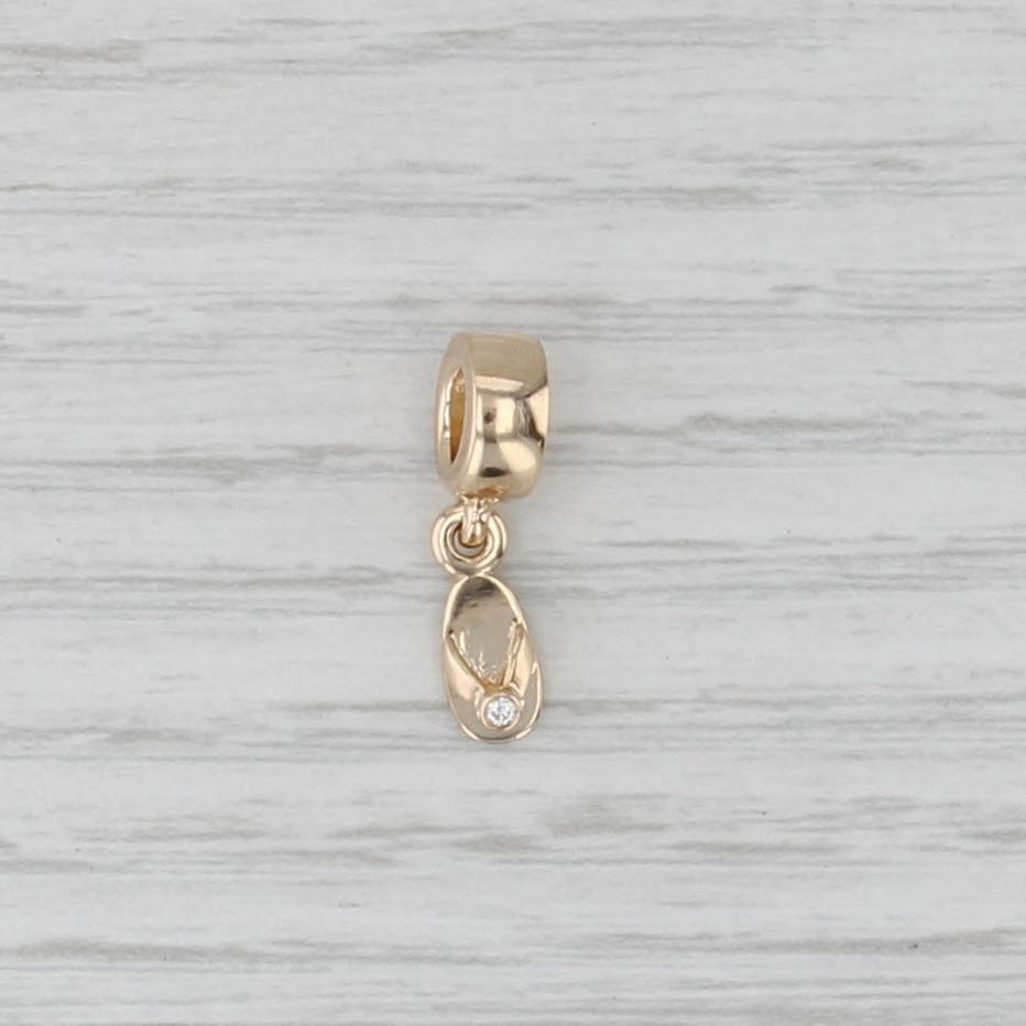 Authentic Pandora Diamond Flip Flop Dangle Charm 14k Yellow Gold 750433D