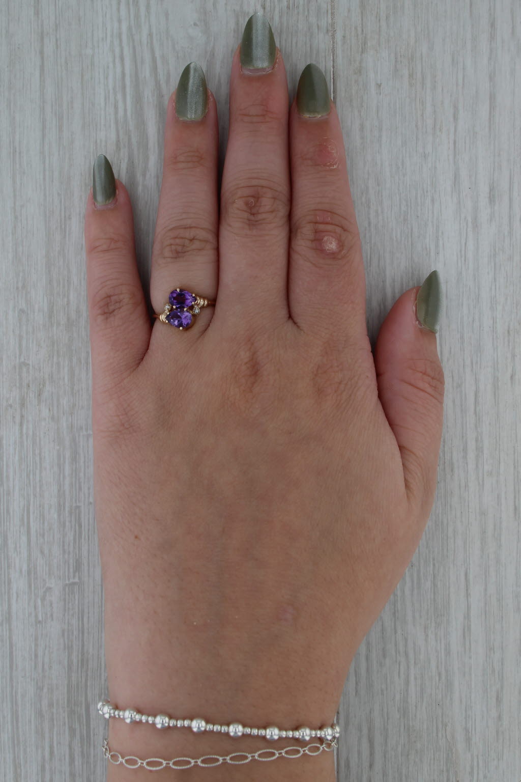 1.20ctw Pear Amethyst Diamond Bypass Ring 10k Yellow Gold Size 6.25