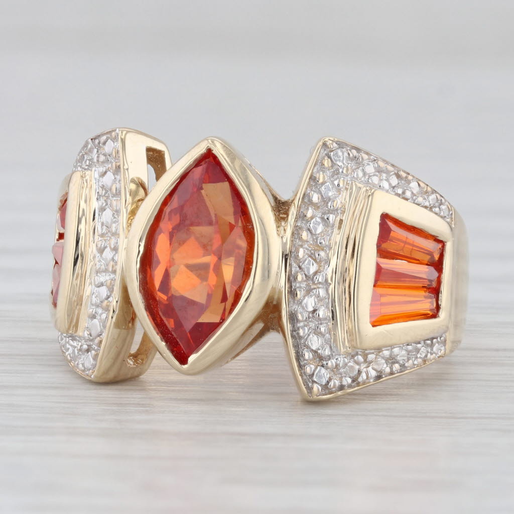 Light Gray 3.02ctw Lab Created Orange Sapphire Cocktail Ring 10k Yellow Gold Size 8