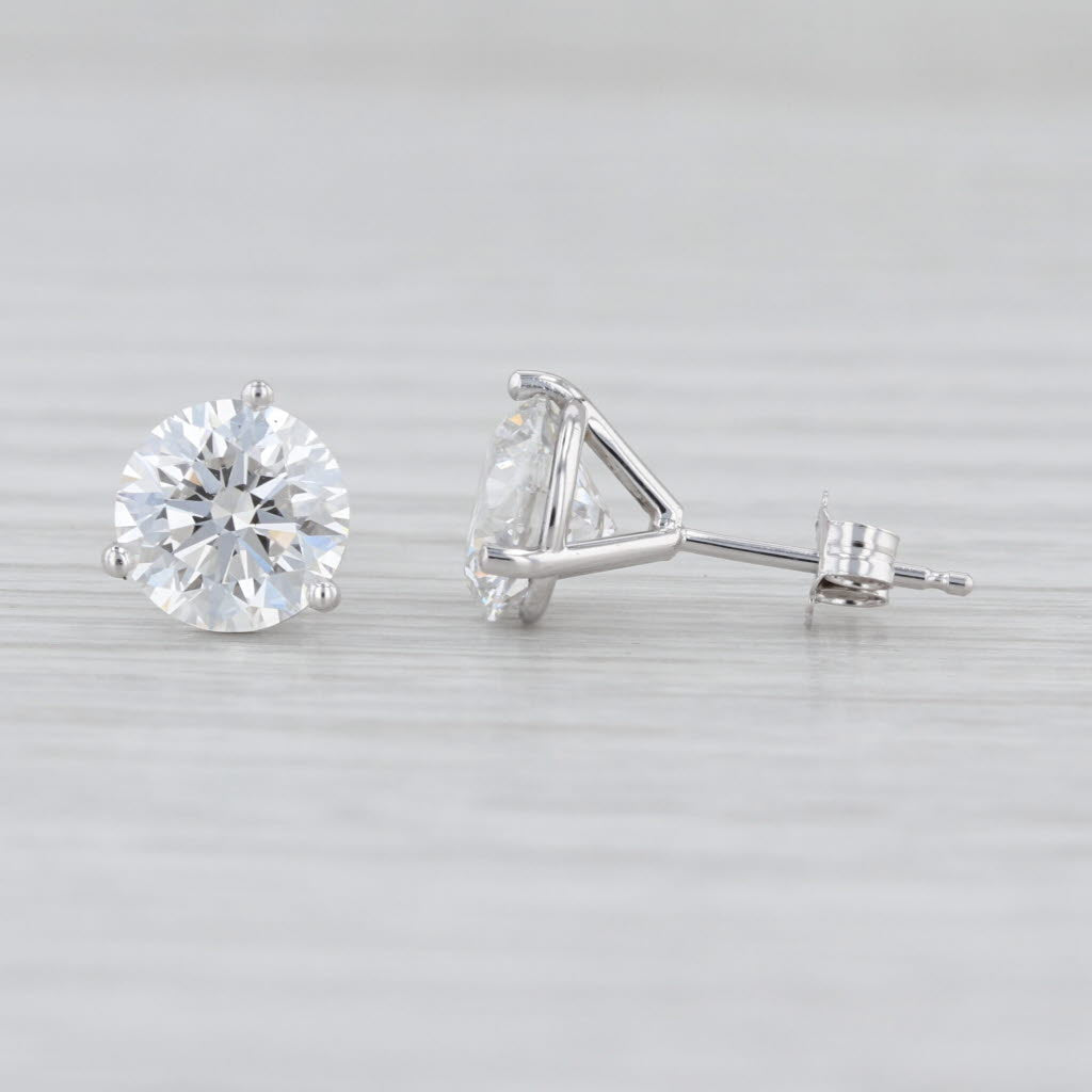 IGI 3.02ctw VS1 Lab Grown Diamond Stud Earrings 14k White Gold Solitaire Studs