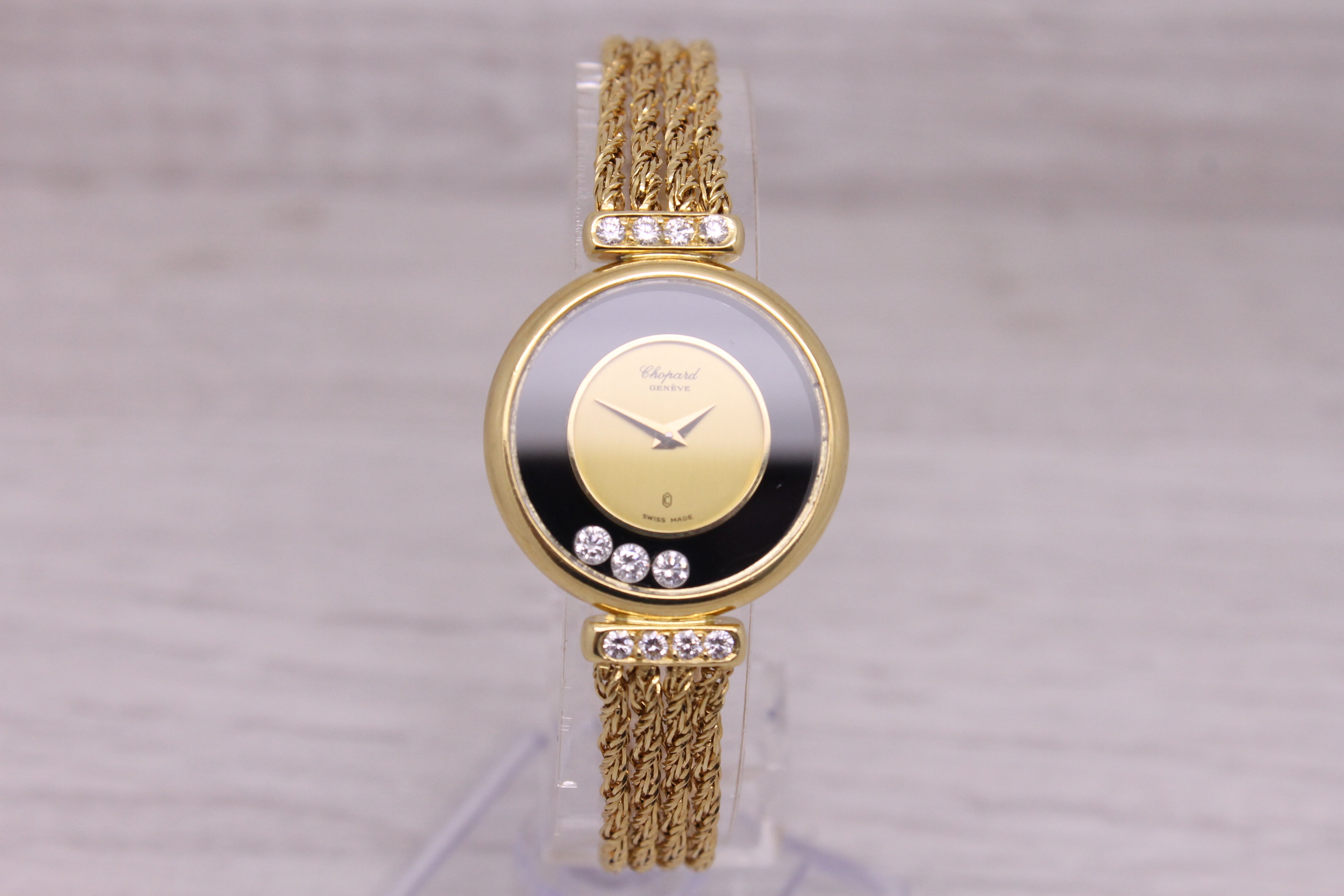 Chopard Happy Diamonds Ladies 24mm 18k Yellow Gold Quartz 4 Row Bracelet Watch