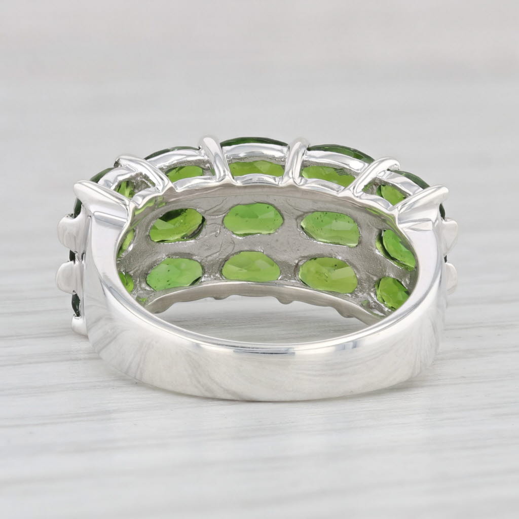 Light Gray 3.20ctw Green Chrome Diopside Cluster Ring Sterling Silver Size 6 Cocktail