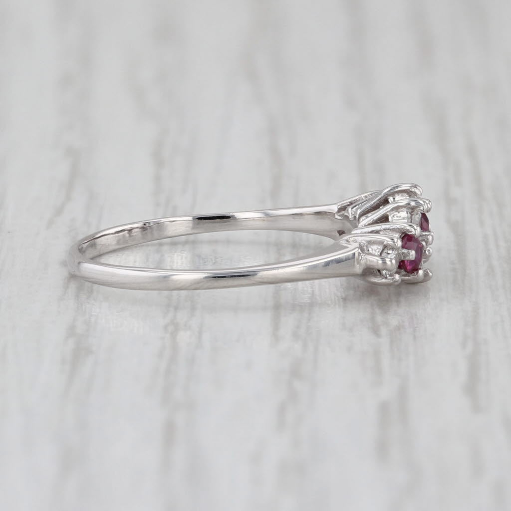 0.39ctw Ruby Diamond Ring 14k White Gold Stackable Band Size 6.75 Anniversary