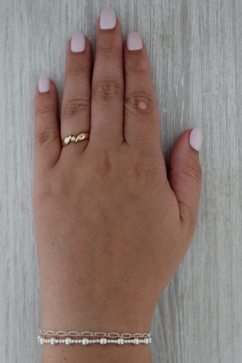 Diamond Solitaire Bypass Ring 10k Yellow Gold Size 7 Stackable