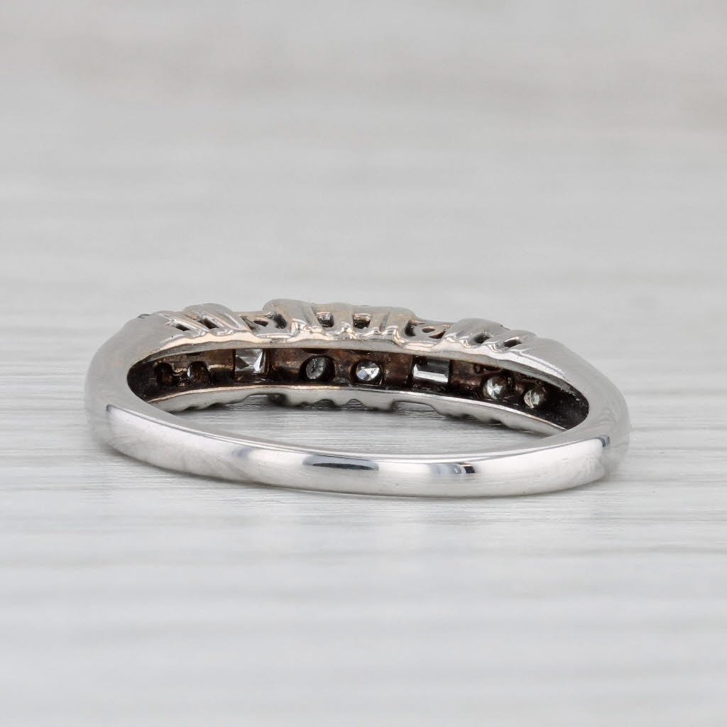 0.11ctw Diamond Wedding Band 14k White Gold Size 5.5 Stackable Anniversary Ring