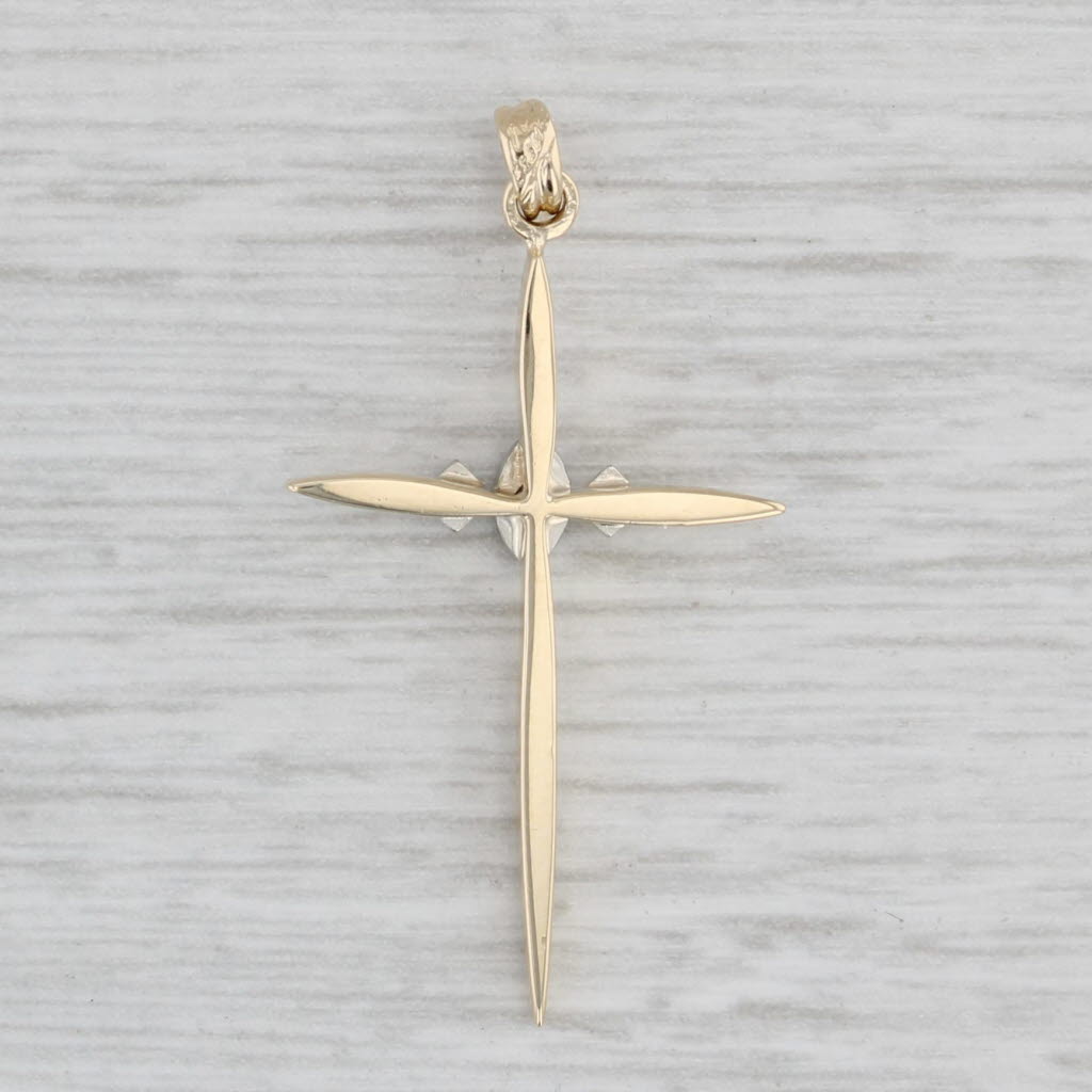 Light Gray Diamond Accented Cross Pendant 10k Yellow Gold
