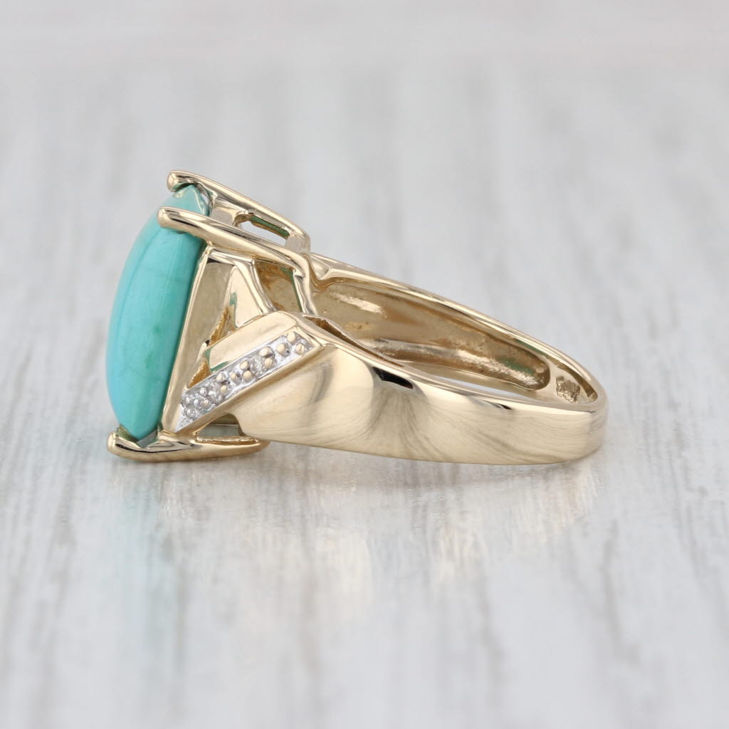 Le Vian Turquoise Diamond Ring 14k Yellow Gold Size 5.5