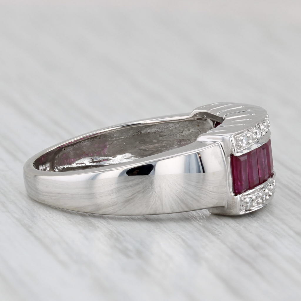 Light Gray 1.20ctw Channel Set Ruby Diamond Ring 14k White Gold Size 6.25