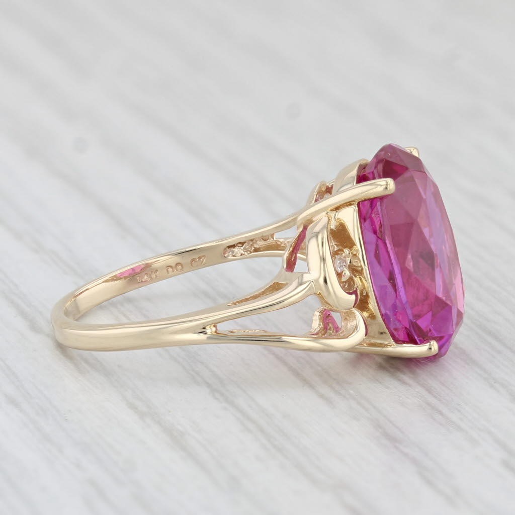 Light Gray 8ct Pink Lab Created Sapphire Ring 14k Yellow Gold Size 7 Oval Solitaire