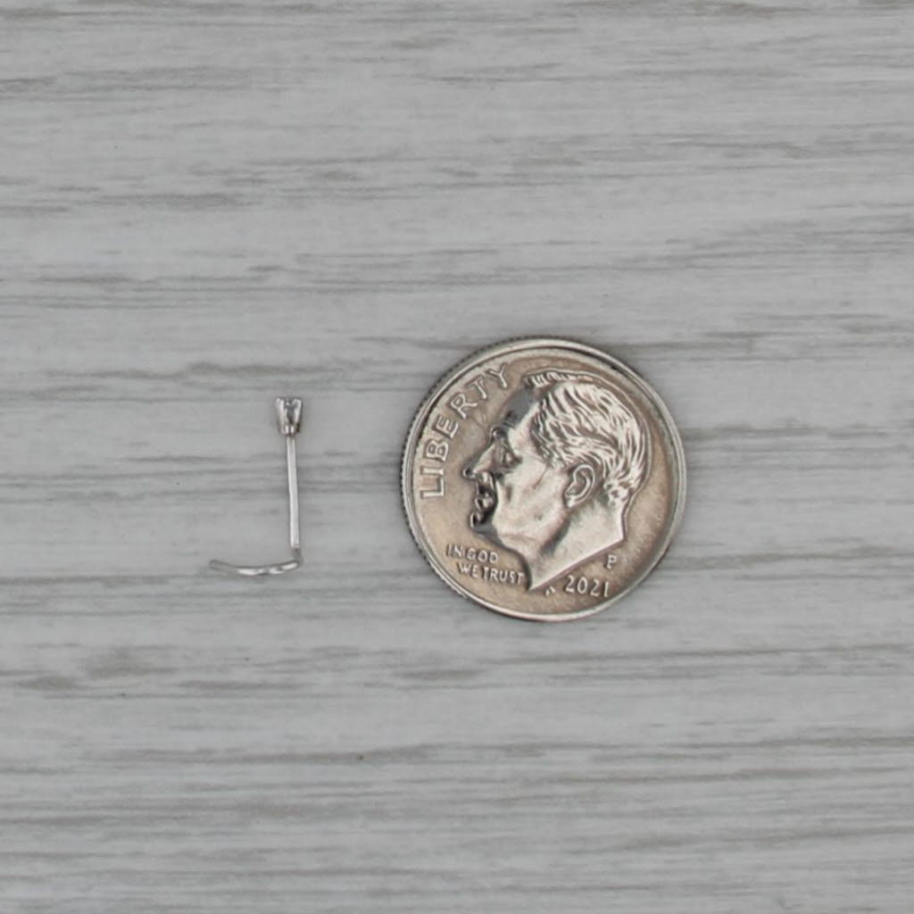 New Diamond Nose Stud Piercing 14k White Gold Round Solitaire Curved Post