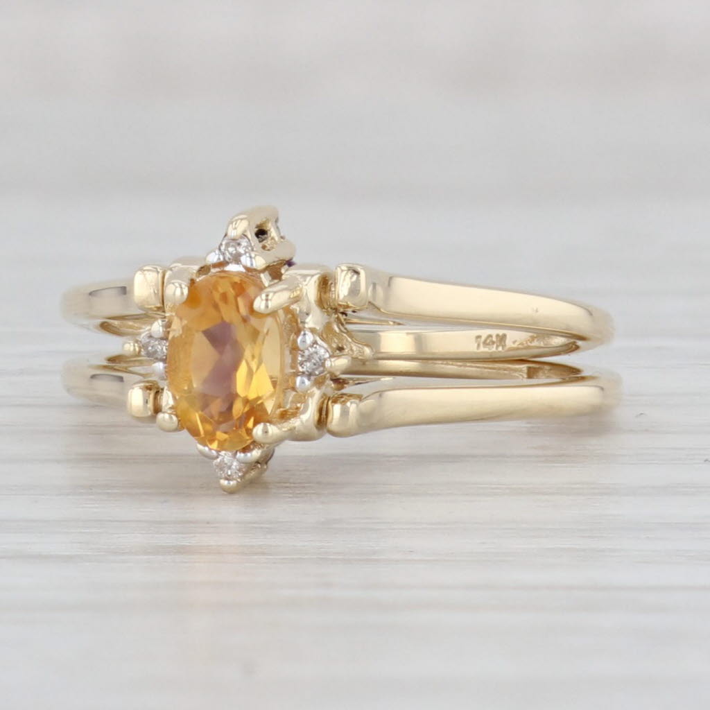 Light Gray 0.86ctw Citrine Amethyst Diamond Reversible Ring 14k Yellow Gold Size 7