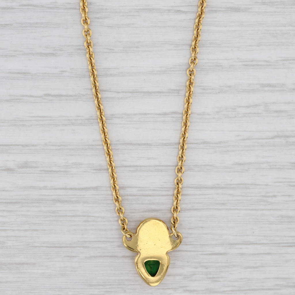 Light Gray 1.60ctw Peridot Chrome Diopside Pendant Necklace 18k Gold 15.25" Cable Chain