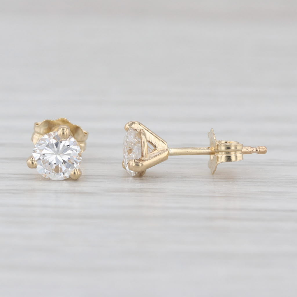 New 0.68ctw Diamond Solitaire Stud Earrings 14k Gold Round Brilliant Studs