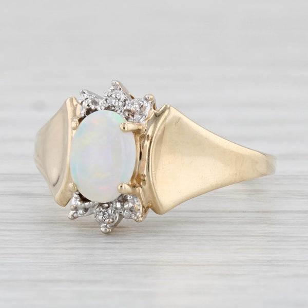 Opal Diamond Ring 10k Yellow Gold Size 6.5 Oval Cabochon