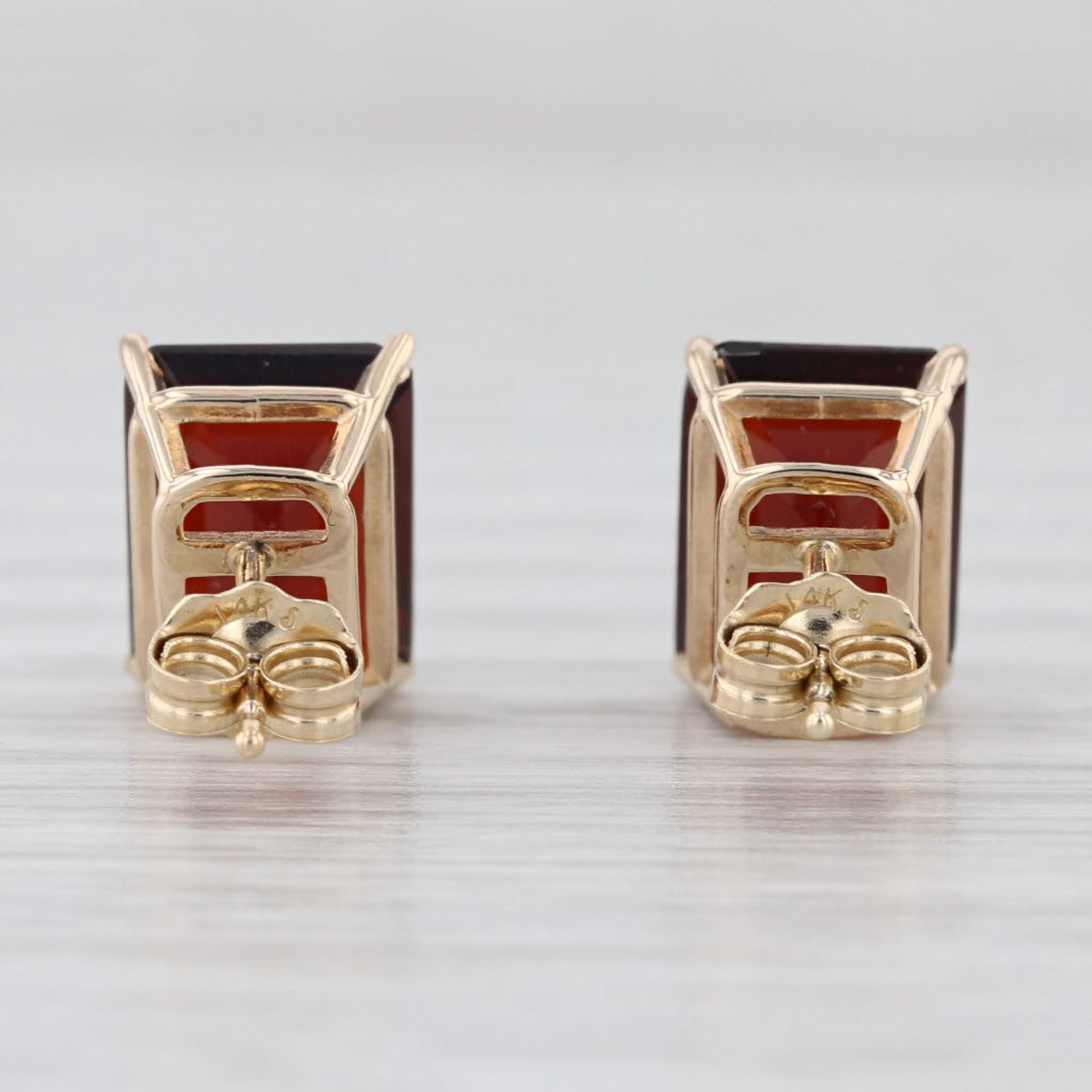 4.90ctw Emerald Cut Garnet Stud Earrings 14k Yellow Gold Solitaire Studs