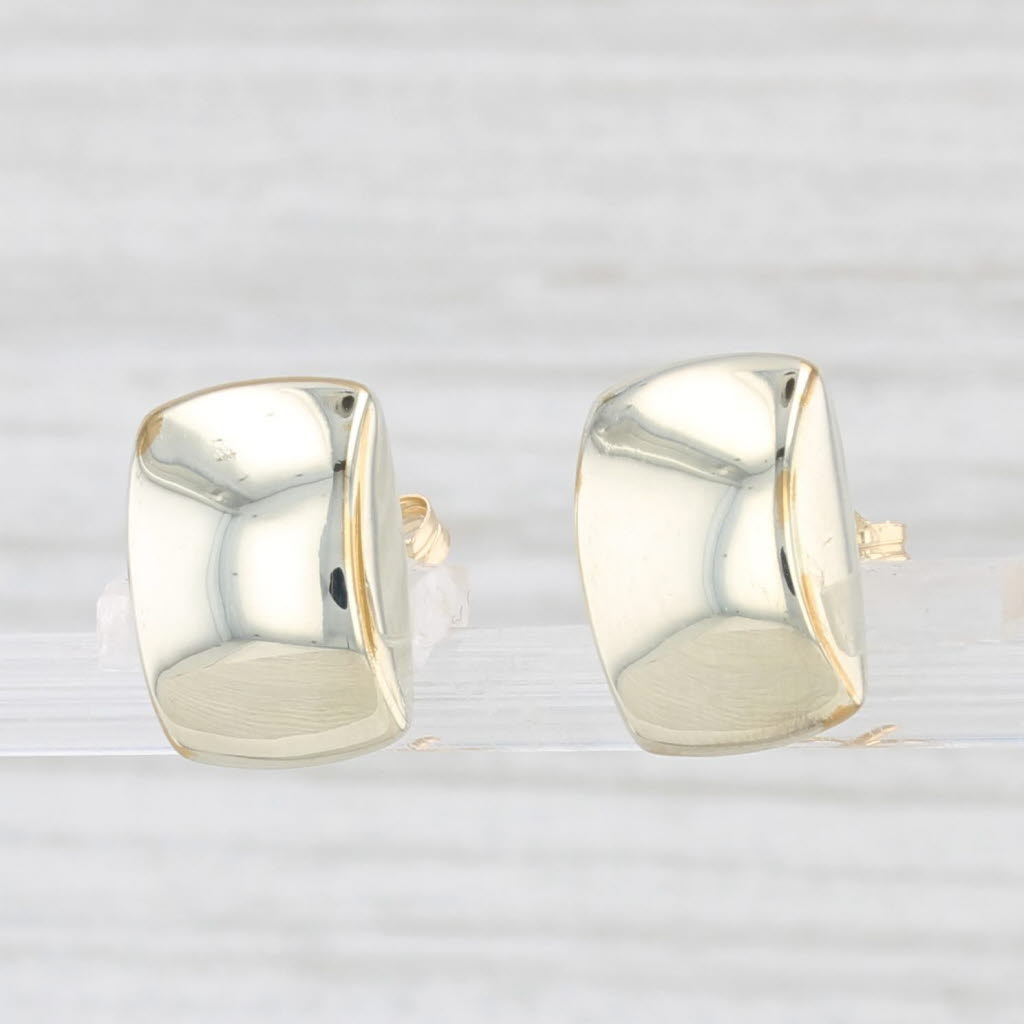 Light Gray Beveled Stud Earrings 14k Yellow Gold