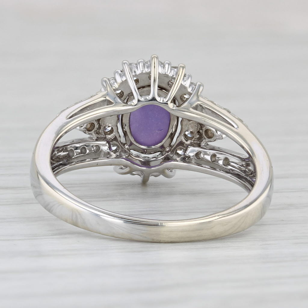 Light Gray New 2.48ctw Purple Star Sapphire Diamond Halo Ring 14k White Gold Size 8.5