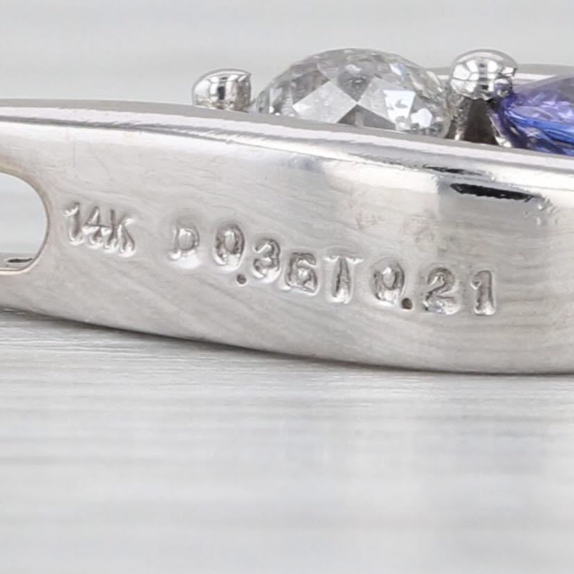 0.55ctw Diamond Tanzanite Floating Drop Pendant 14k White Gold
