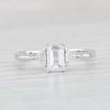 Light Gray 0.81ctw Emerald Cut Diamond Engagement Ring 14k White Gold Size 6.25 GSI