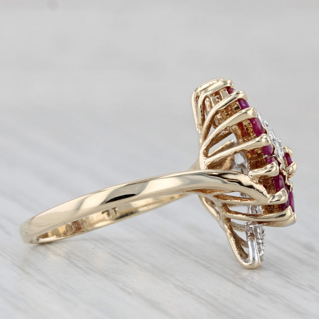 Light Gray 0.73ctw Ruby Diamond Swirl Ring 10k Yellow Gold Size 8