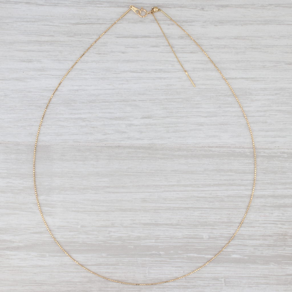 Light Gray Bead Chain Collar Necklace 18k Yellow Gold 16"-18" Adjustable