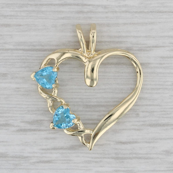 0.60ctw Blue Topaz Hearts Open Heart Pendant 10k Yellow Gold