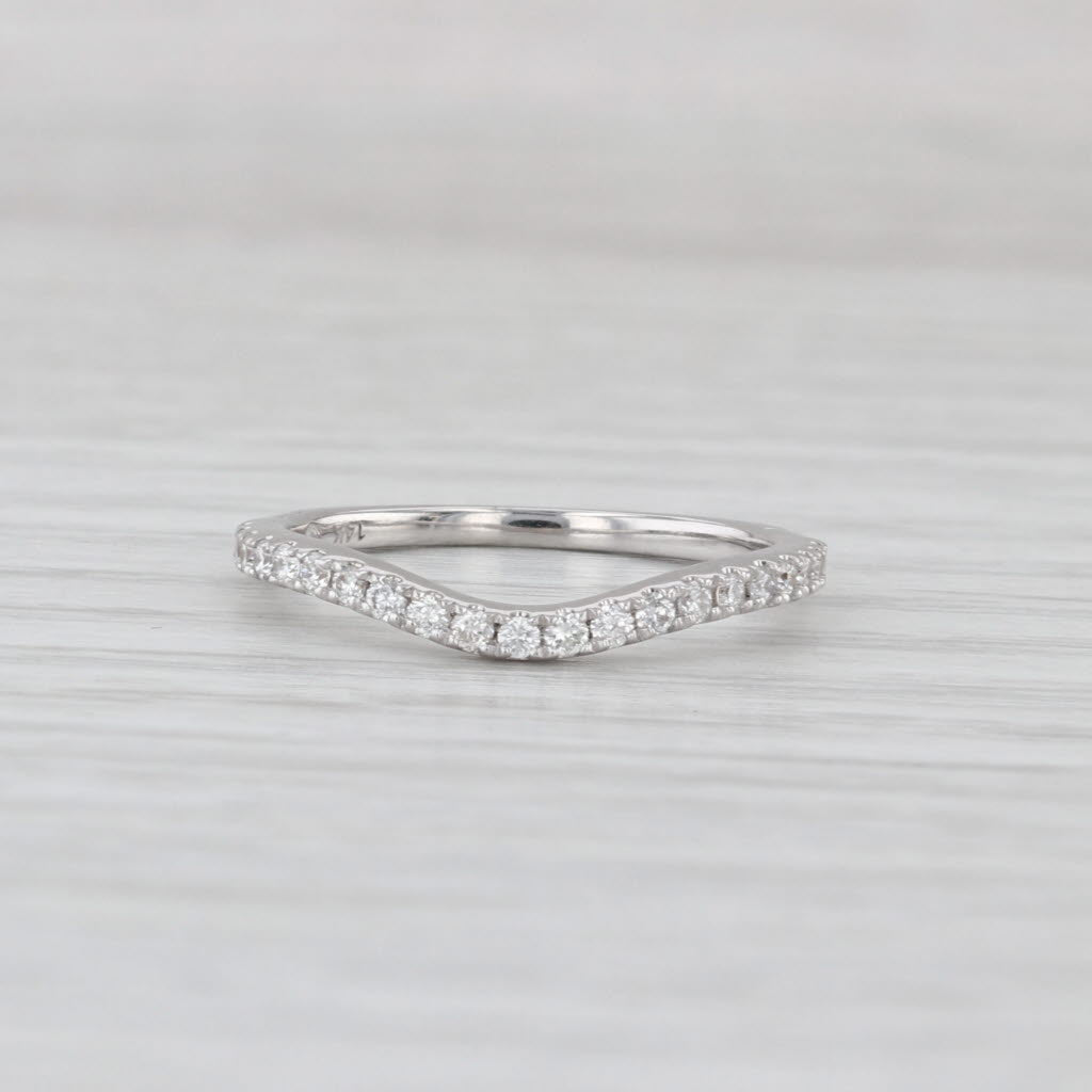0.20ctw Diamond Contoured Ring 14k White Gold Wedding Band Size 5.5 Stackable